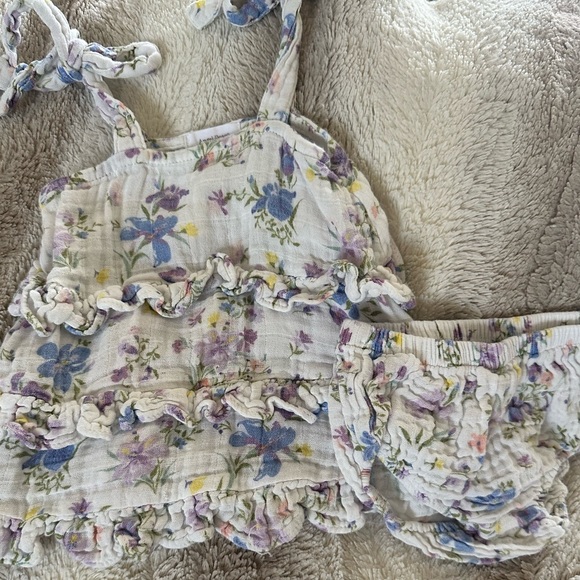 Angel Dear Organic Cotton Ruffle Tank and Bloomer 6-12M - Picture 3 of 4